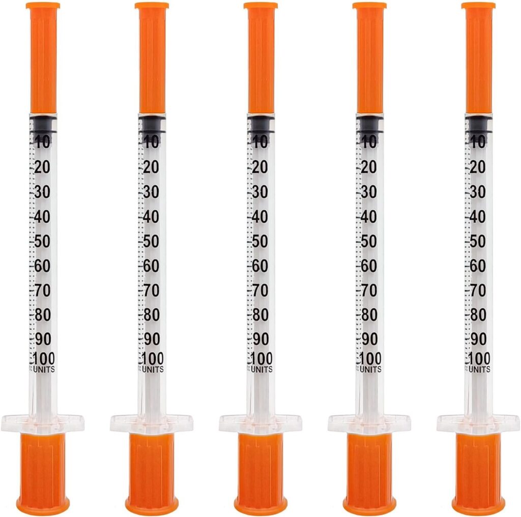 Unbranded U-100 syringe reference used to illustrate a specification guide